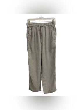 Arket Linen Black & White Pinstripe Drawstring Chinos - Size S